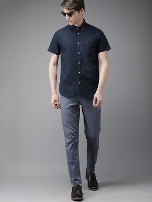 blue solid casual shirt - 16718745 - Standard Image - 4