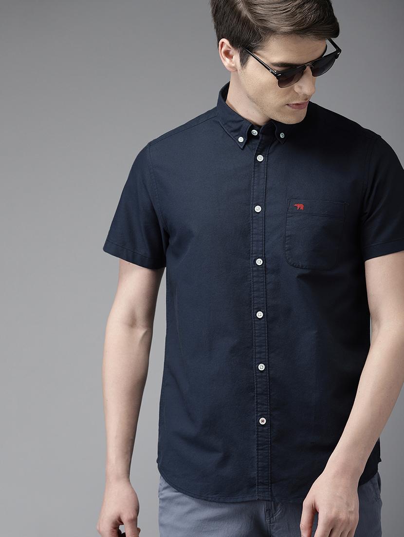 blue solid casual shirt - 16718745 - Zoom Image - 2