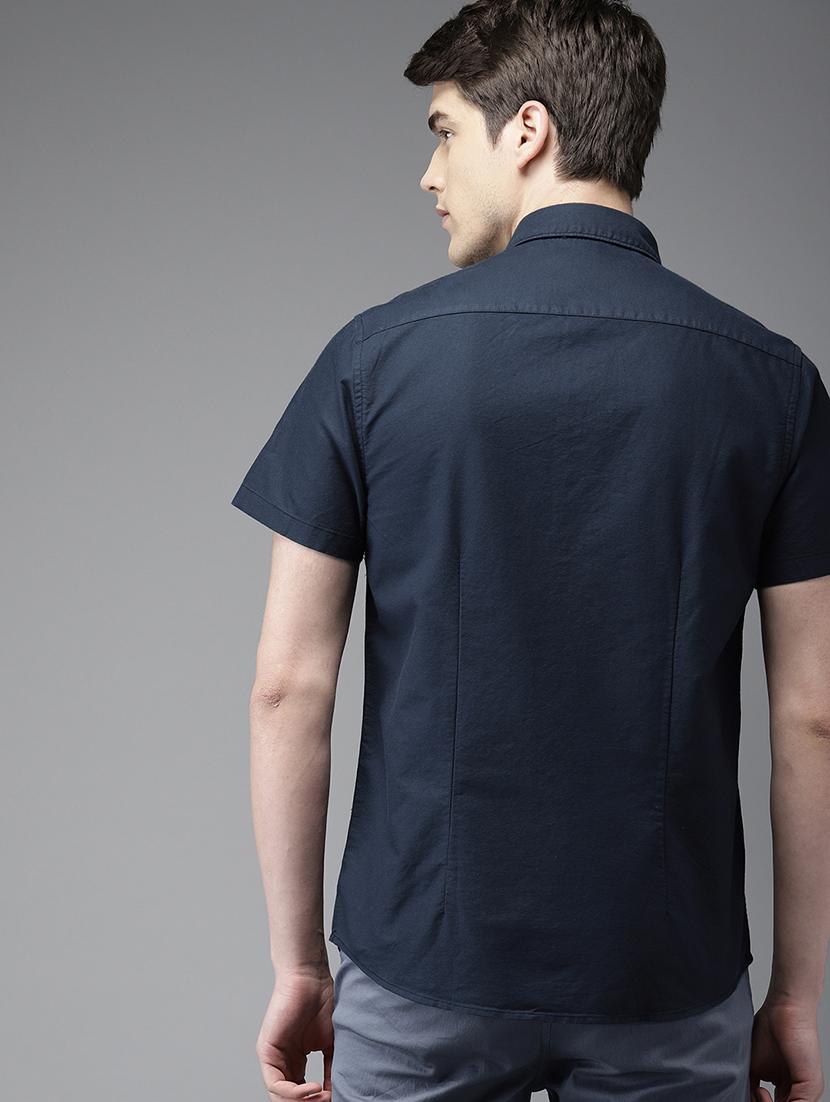 blue solid casual shirt - 16718745 - Zoom Image - 3