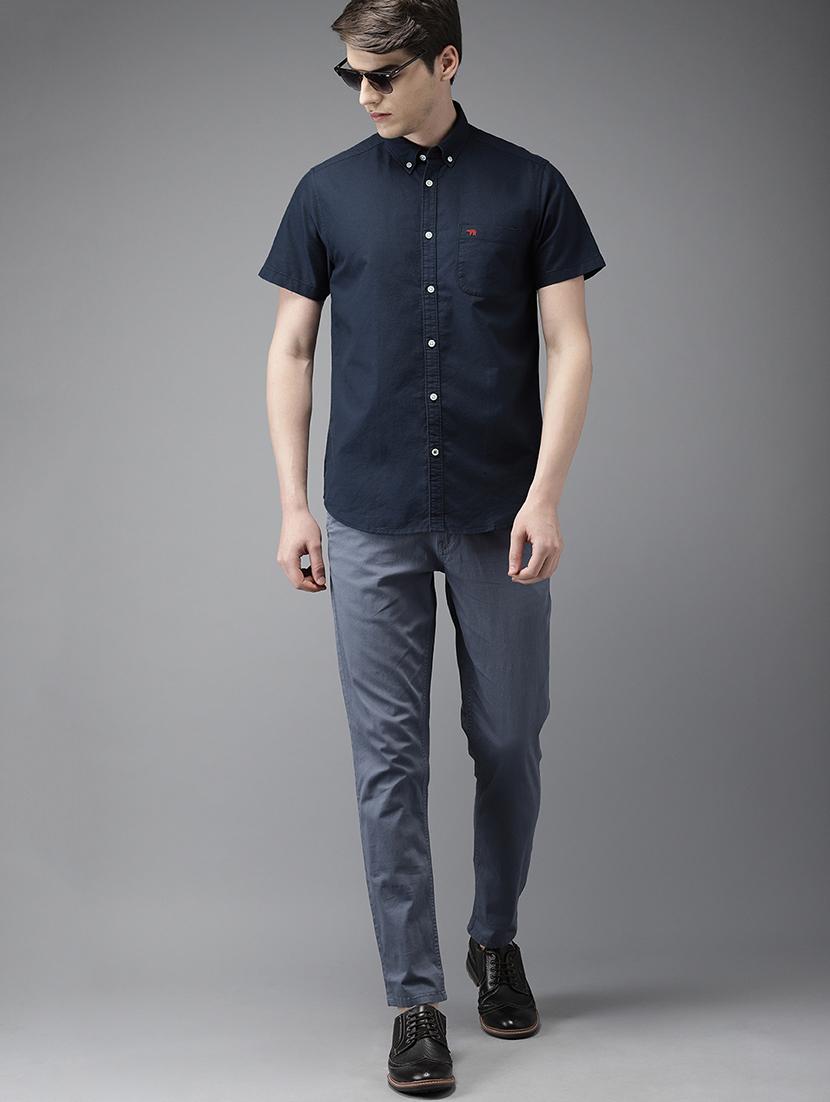 blue solid casual shirt - 16718745 - Zoom Image - 4