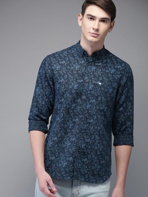 blue floral printed casual shirt - 16718749 - Standard Image - 1