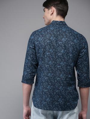 blue floral printed casual shirt - 16718749 - Standard Image - 3