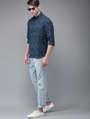 blue floral printed casual shirt - 16718749 - Standard Image - 4