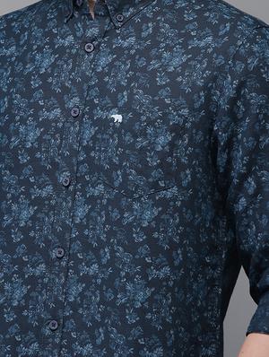 blue floral printed casual shirt - 16718749 - Standard Image - 5