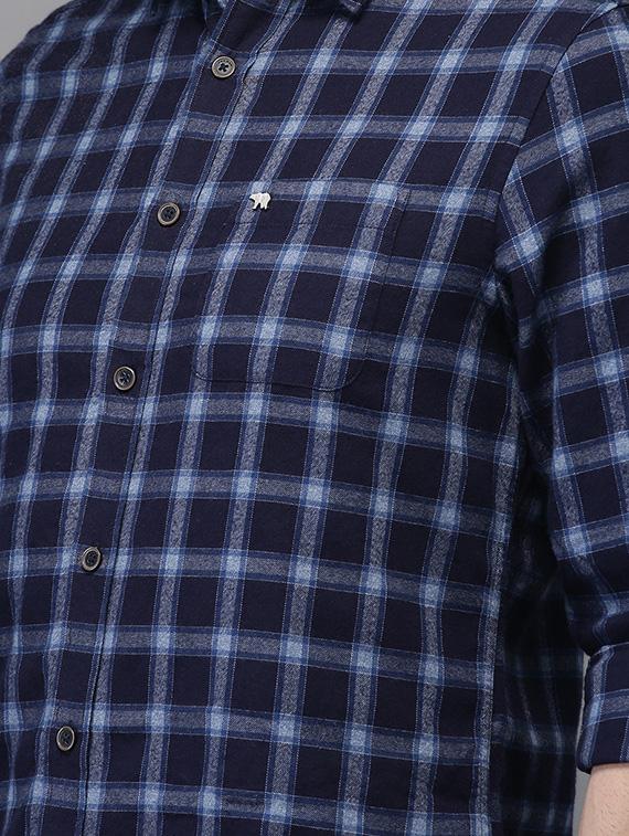 navy blue checkered casual shirt - 16718751 - Zoom Image - 5