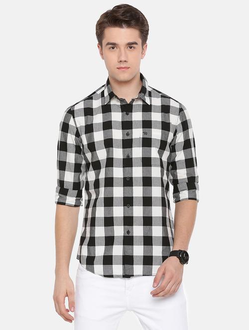 black checkered casual shirt - 16718771 - Standard Image - 1