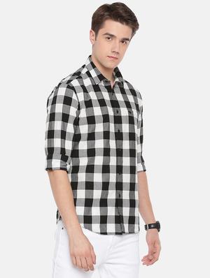 black checkered casual shirt - 16718771 - Standard Image - 2
