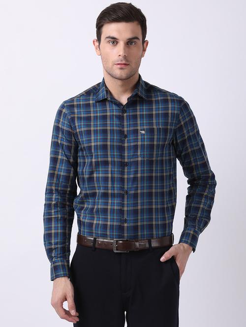 blue checkered formal shirt - 16718779 - Standard Image - 1