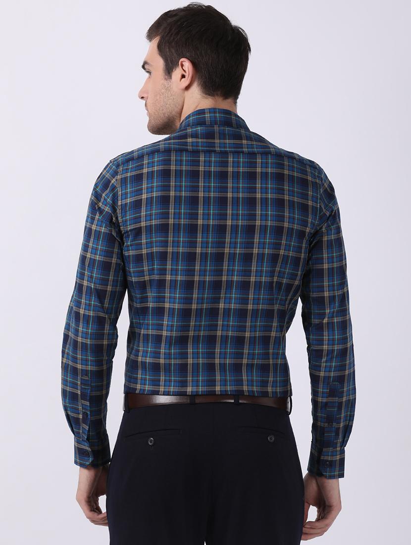 blue checkered formal shirt - 16718779 - Zoom Image - 3