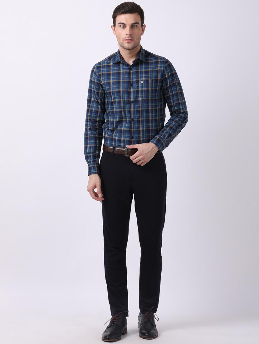 blue checkered formal shirt - 16718779 - Zoom Image - 4