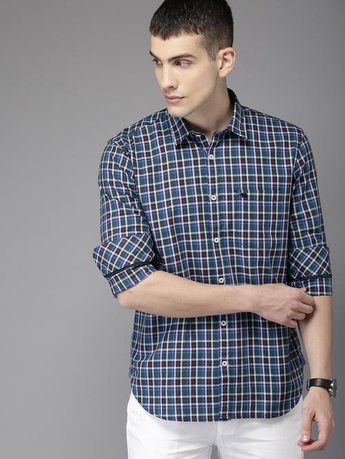 blue checkered casual shirt - 16718789 - Standard Image - 1