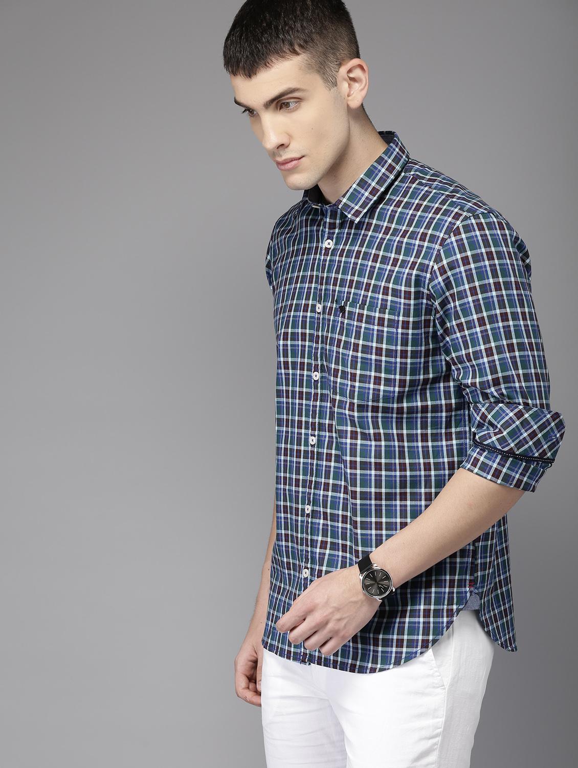 blue checkered casual shirt - 16718789 - Zoom Image - 2