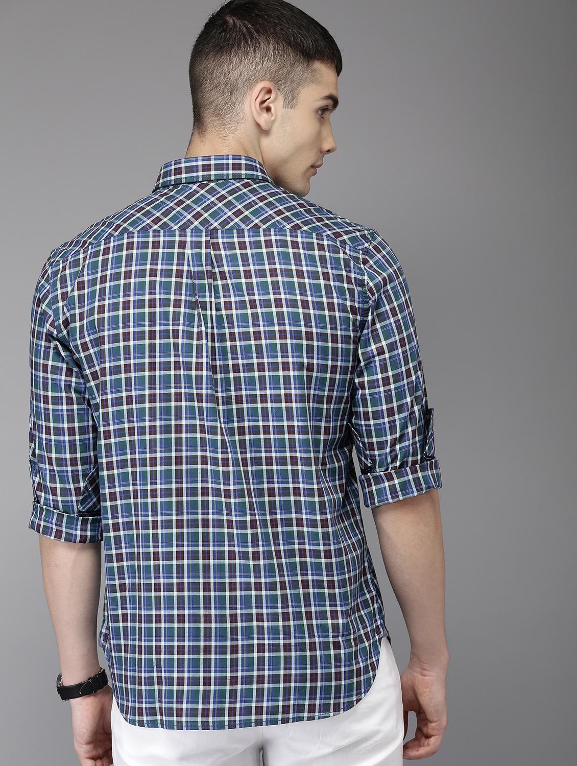 blue checkered casual shirt - 16718789 - Zoom Image - 3