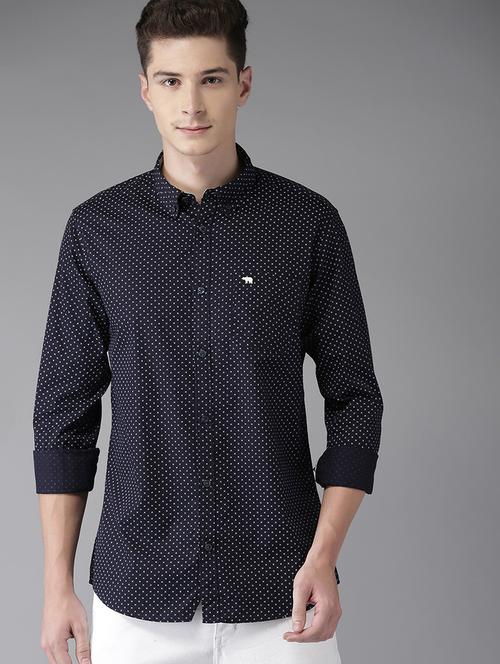 blue printed casual shirt - 16718797 - Standard Image - 1