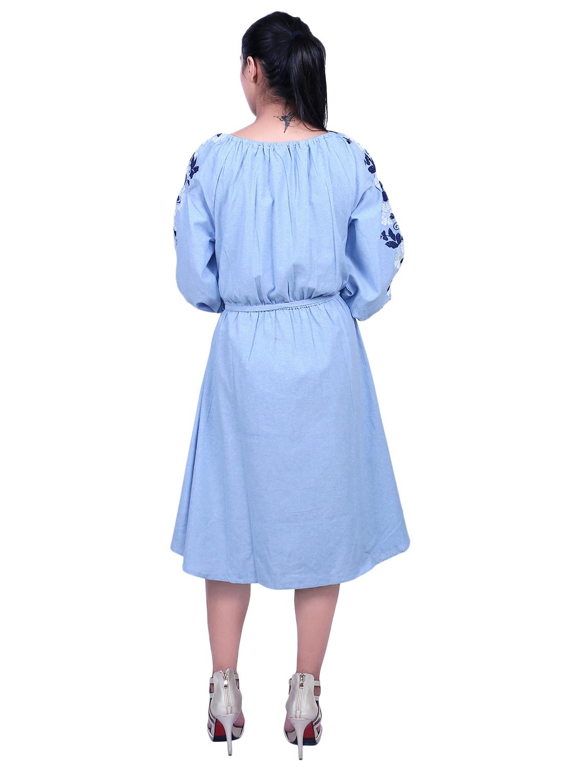 drawstring waist embroidered detail dress - 16718804 - Zoom Image - 3