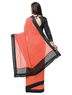 solid bordered saree with blouse - 16718823 - Standard Image - 2