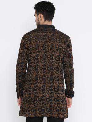 black jacquard medium kurta - 16718875 - Standard Image - 3