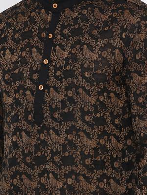 black jacquard medium kurta - 16718875 - Standard Image - 5