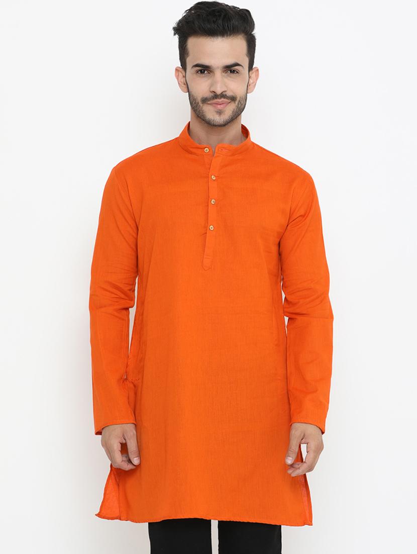 orange solid medium kurta - 16718888 - Zoom Image - 1