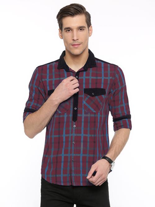 pink checkered casual shirt - 16718889 - Standard Image - 1