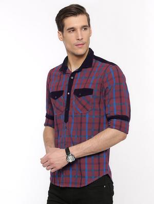 pink checkered casual shirt - 16718889 - Standard Image - 2