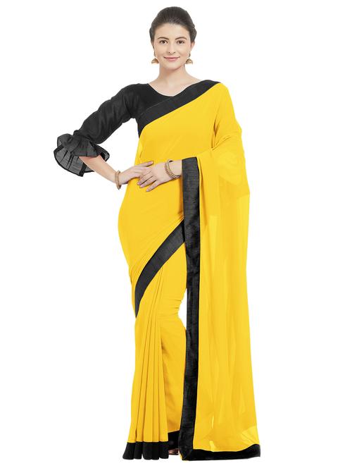 plain bordered saree with blouse - 16718903 - Very Small Image - 1