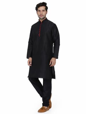 black solid kurta pyjama set - 16718917 - Standard Image - 2