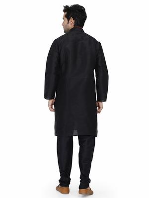 black solid kurta pyjama set - 16718917 - Standard Image - 3