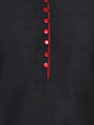 black solid kurta pyjama set - 16718917 - Standard Image - 4
