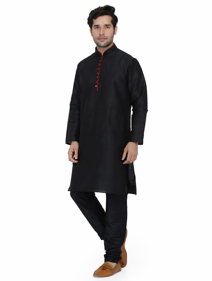 black solid kurta pyjama set - 16718917 - Zoom Image - 2