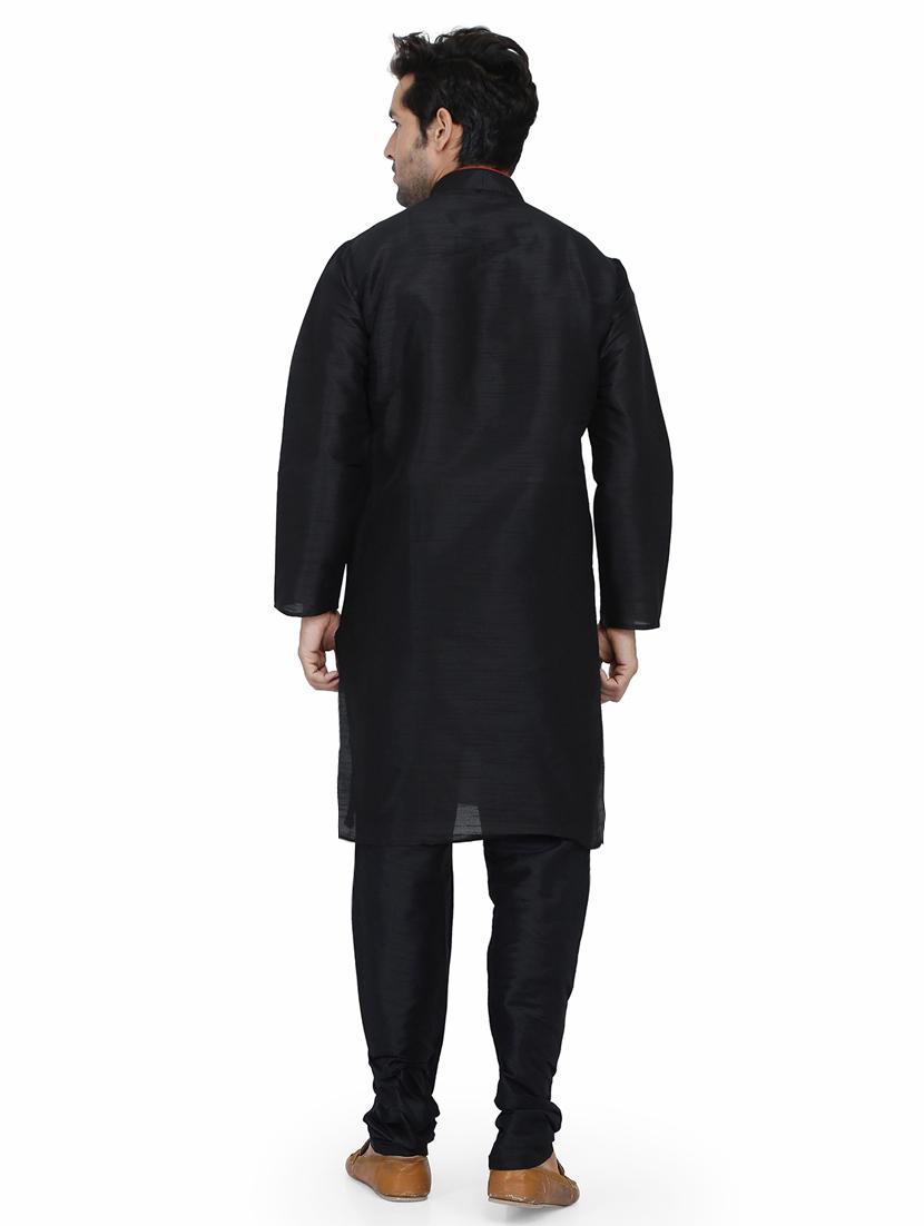 black solid kurta pyjama set - 16718917 - Zoom Image - 3