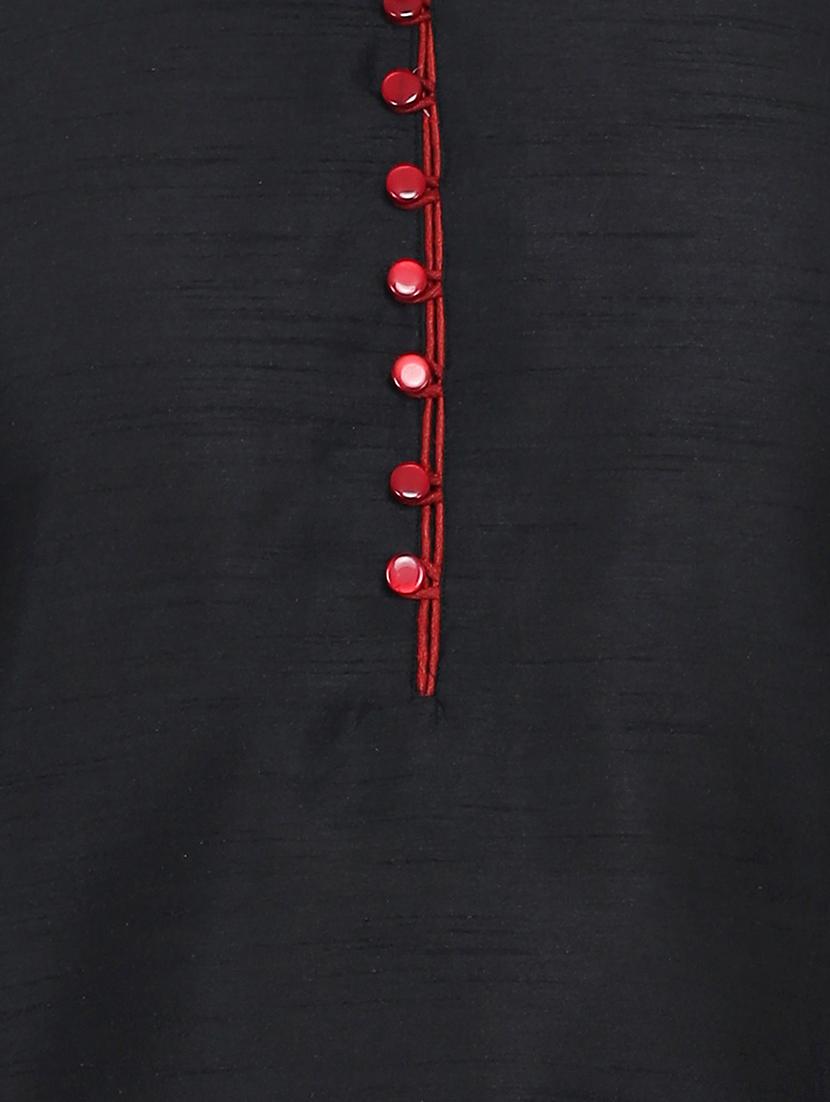 black solid kurta pyjama set - 16718917 - Zoom Image - 4