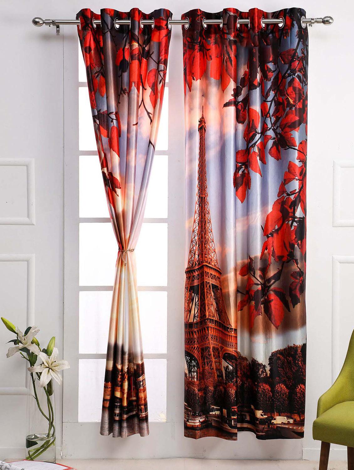 polyester long crush digital printed window curtain 2 -pieces - 16719158 - Zoom Image - 1