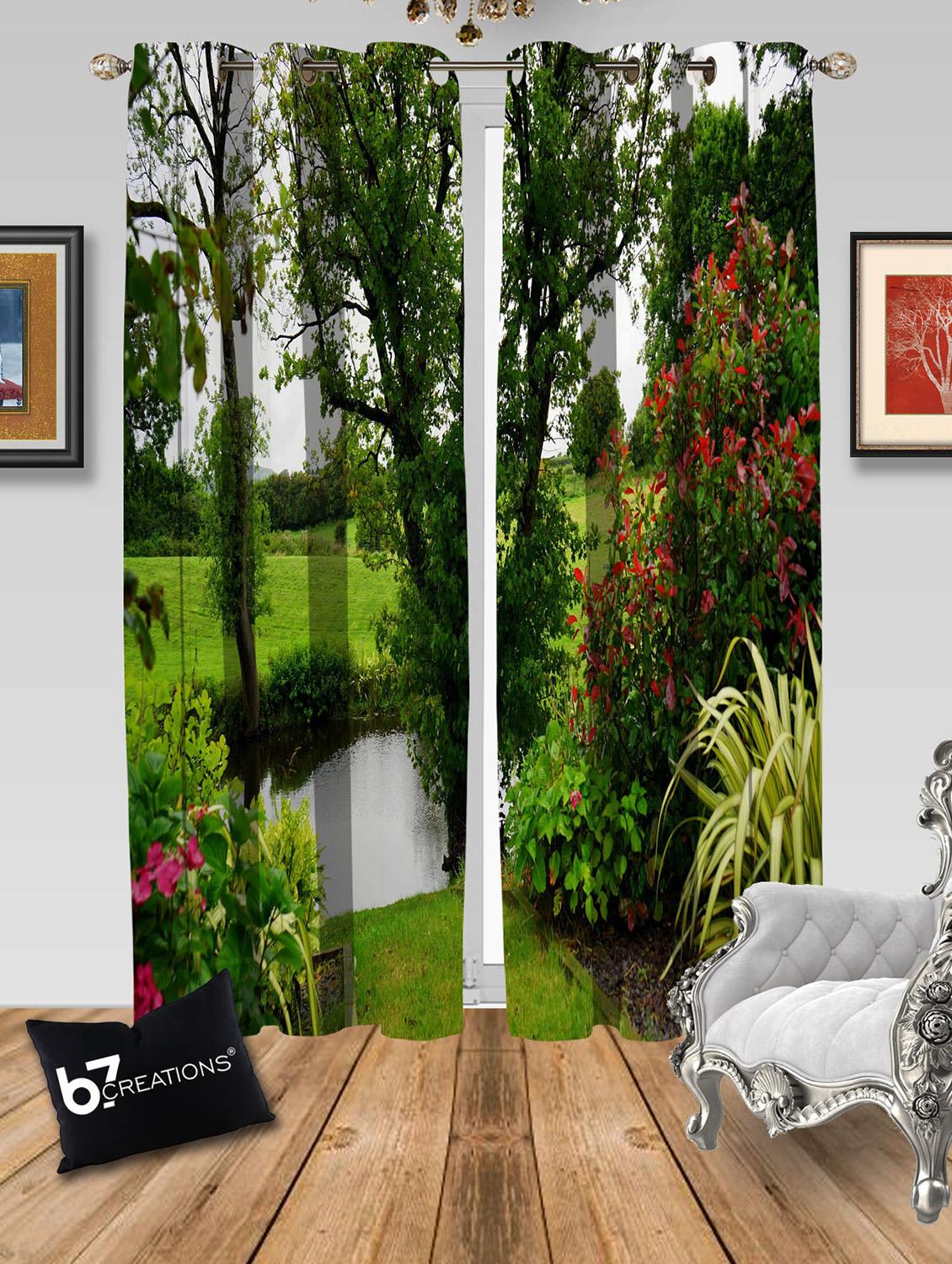polyester longcrush digital printed window curtain 2 -pieces - 16719159 - Zoom Image - 1