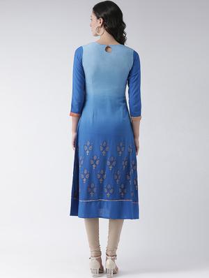 printed a-line kurta - 16719435 - Standard Image - 3