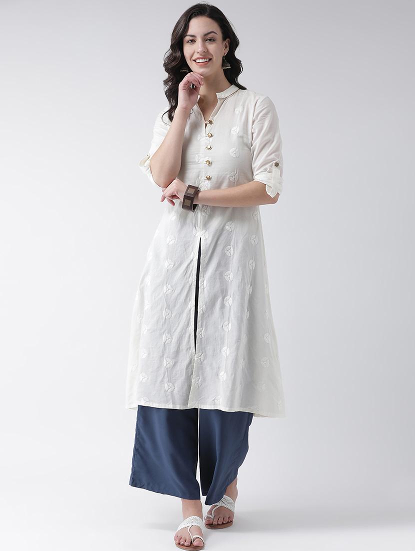 solid embroiered a-line kurta - 16719440 - Zoom Image - 1