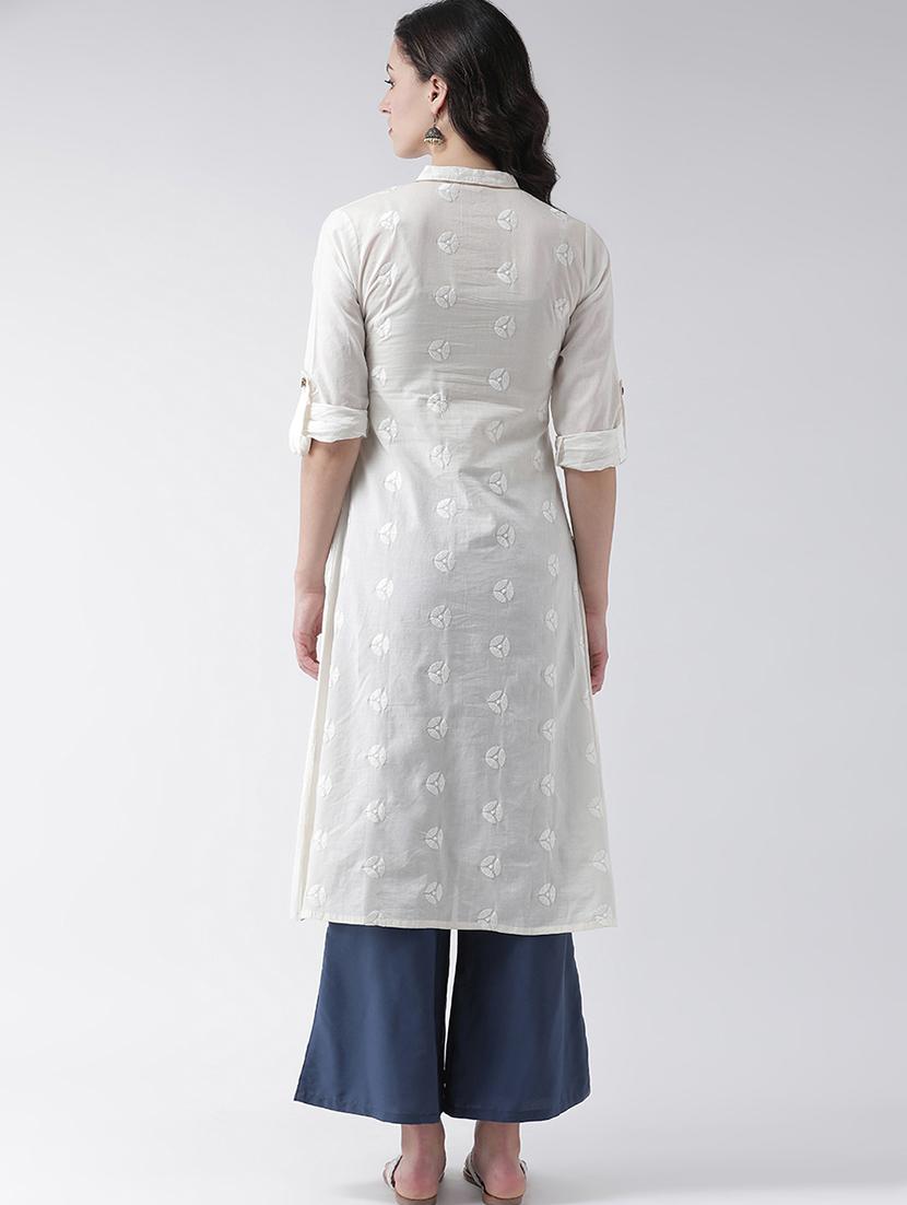 solid embroiered a-line kurta - 16719440 - Zoom Image - 3