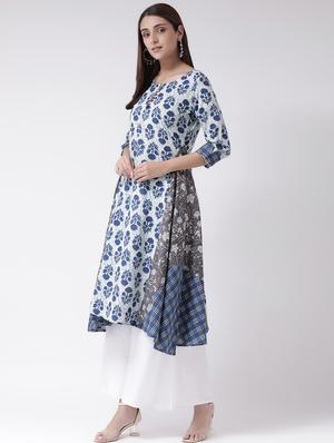 indigo a-line kurta - 16719451 - Standard Image - 2