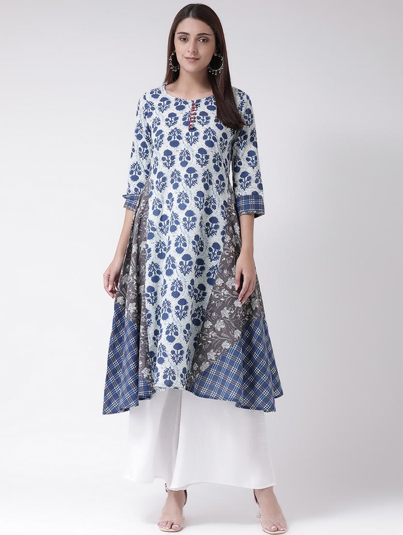 indigo a-line kurta - 16719451 - Zoom Image - 1