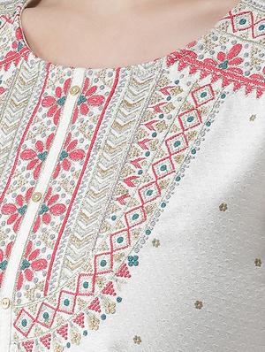 embroidered a-line kurta - 16719452 - Standard Image - 4