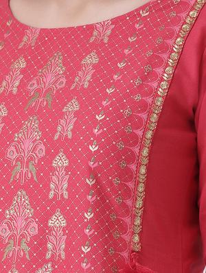 block print silk a-line kurta - 16719454 - Standard Image - 4