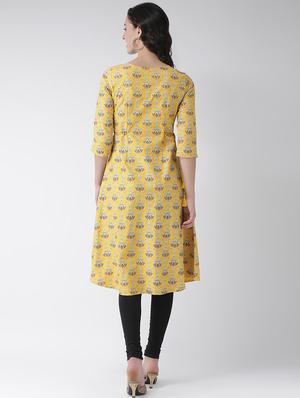 printed silk a-line kurta - 16719457 - Standard Image - 3
