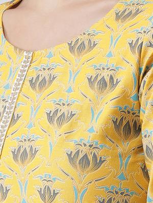 printed silk a-line kurta - 16719457 - Standard Image - 4