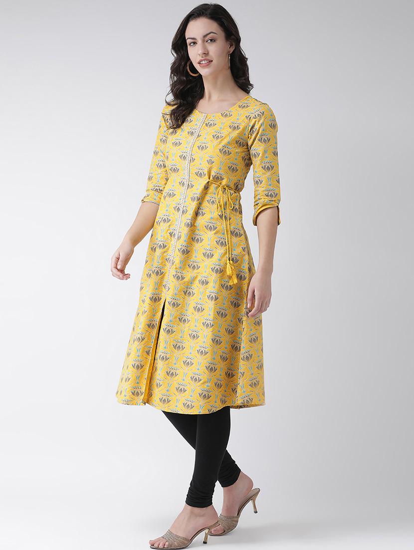 printed silk a-line kurta - 16719457 - Zoom Image - 2