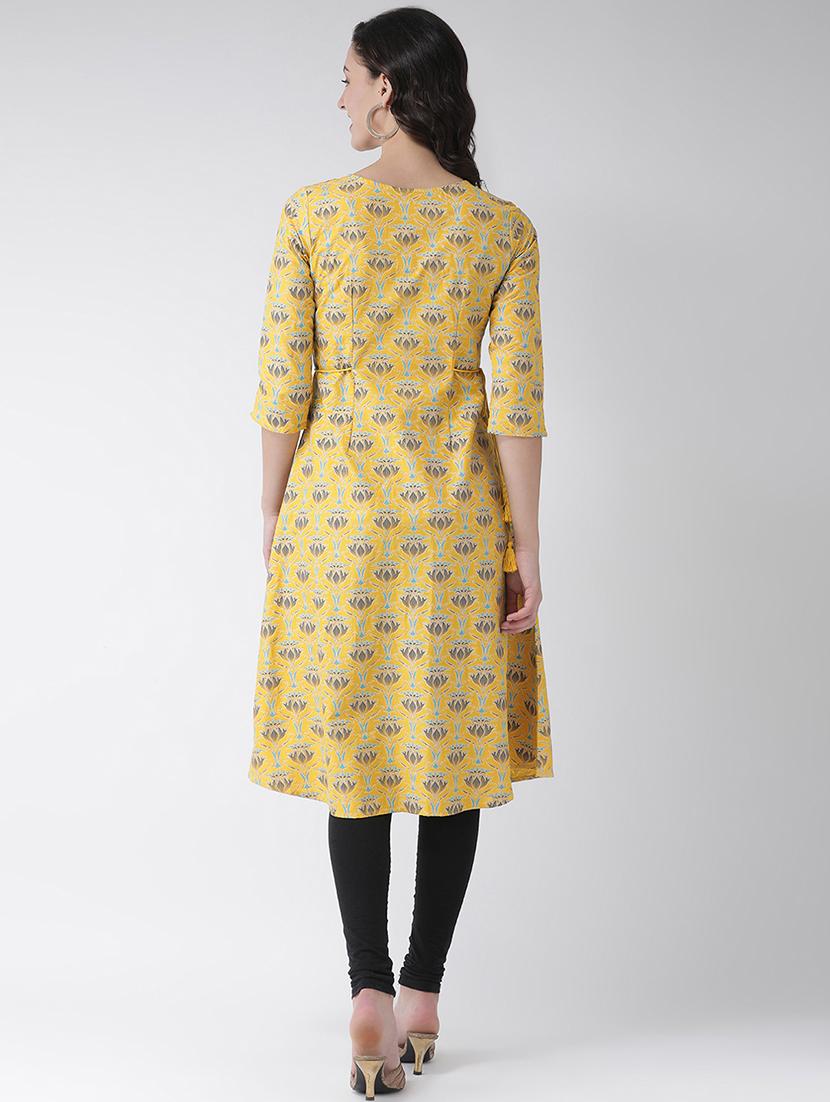 printed silk a-line kurta - 16719457 - Zoom Image - 3