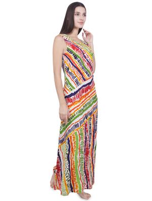 round neck printed maxi dress - 16719458 - Standard Image - 2