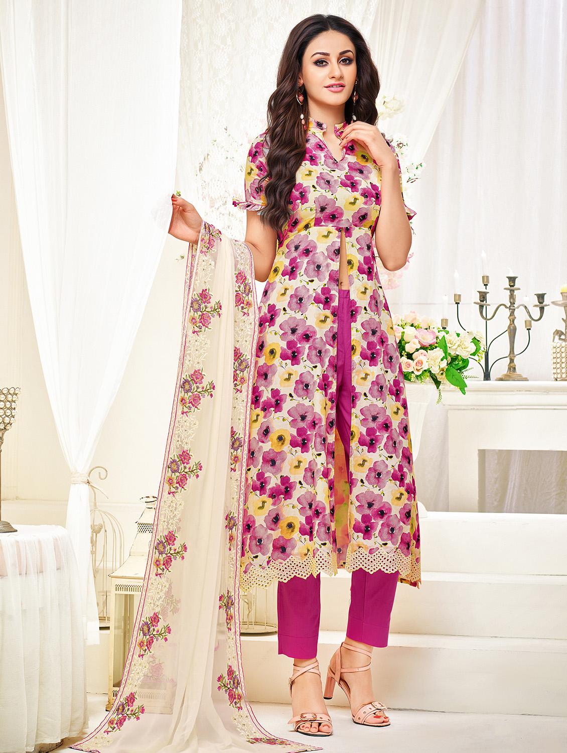 floral printed unstitched suit set - 16719465 - Zoom Image - 1