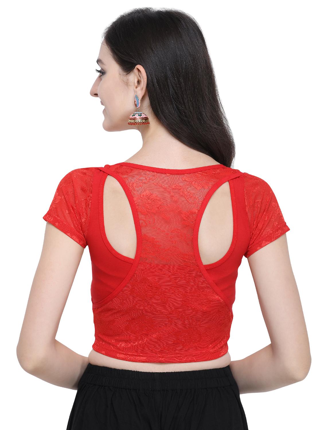 net yoke solid blouse - 16719661 - Zoom Image - 3