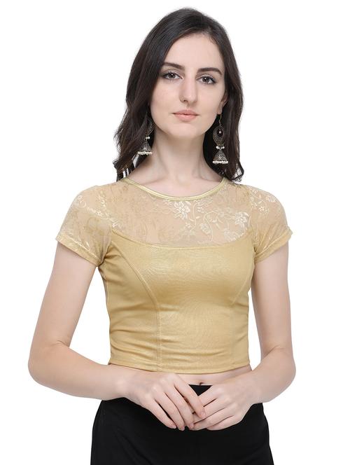 net yoke solid blouse - 16719666 - Standard Image - 1