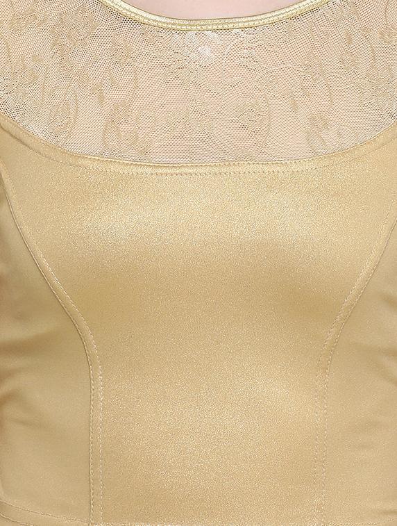 net yoke solid blouse - 16719666 - Zoom Image - 4